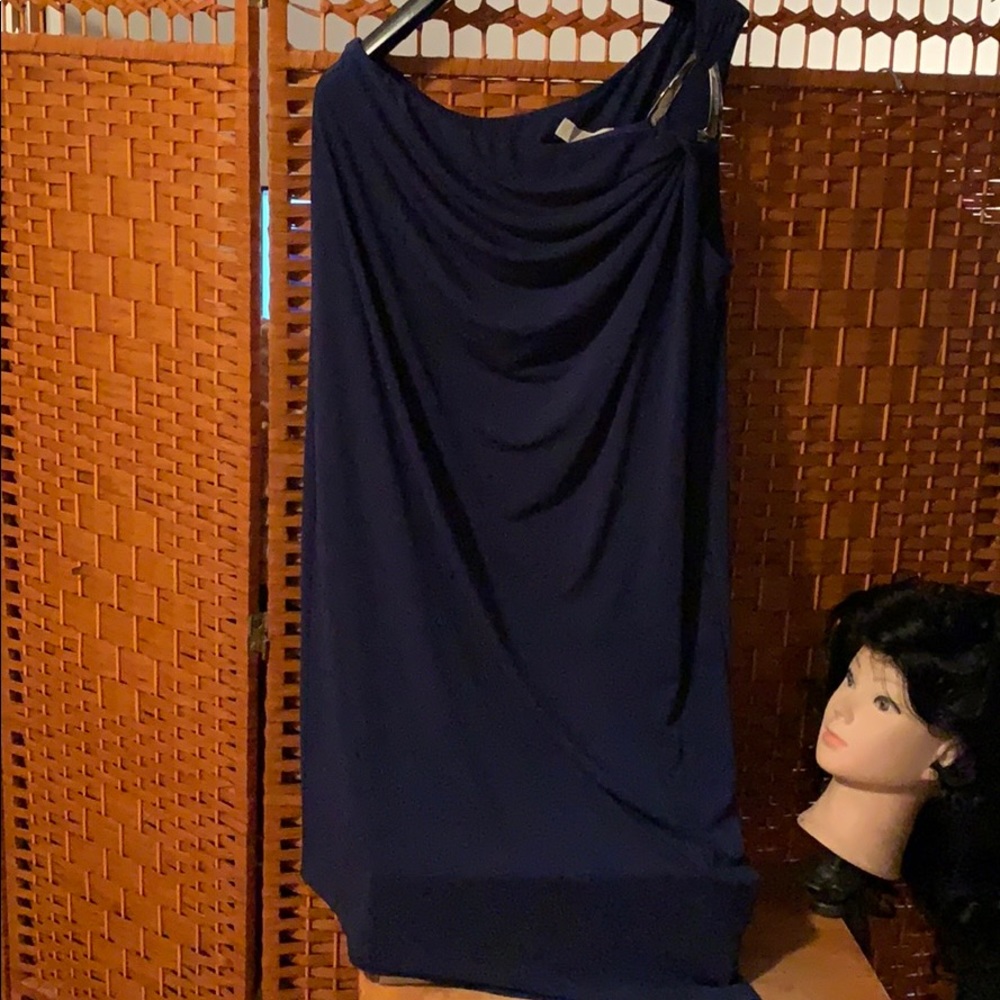 One shoulder Blue Dress